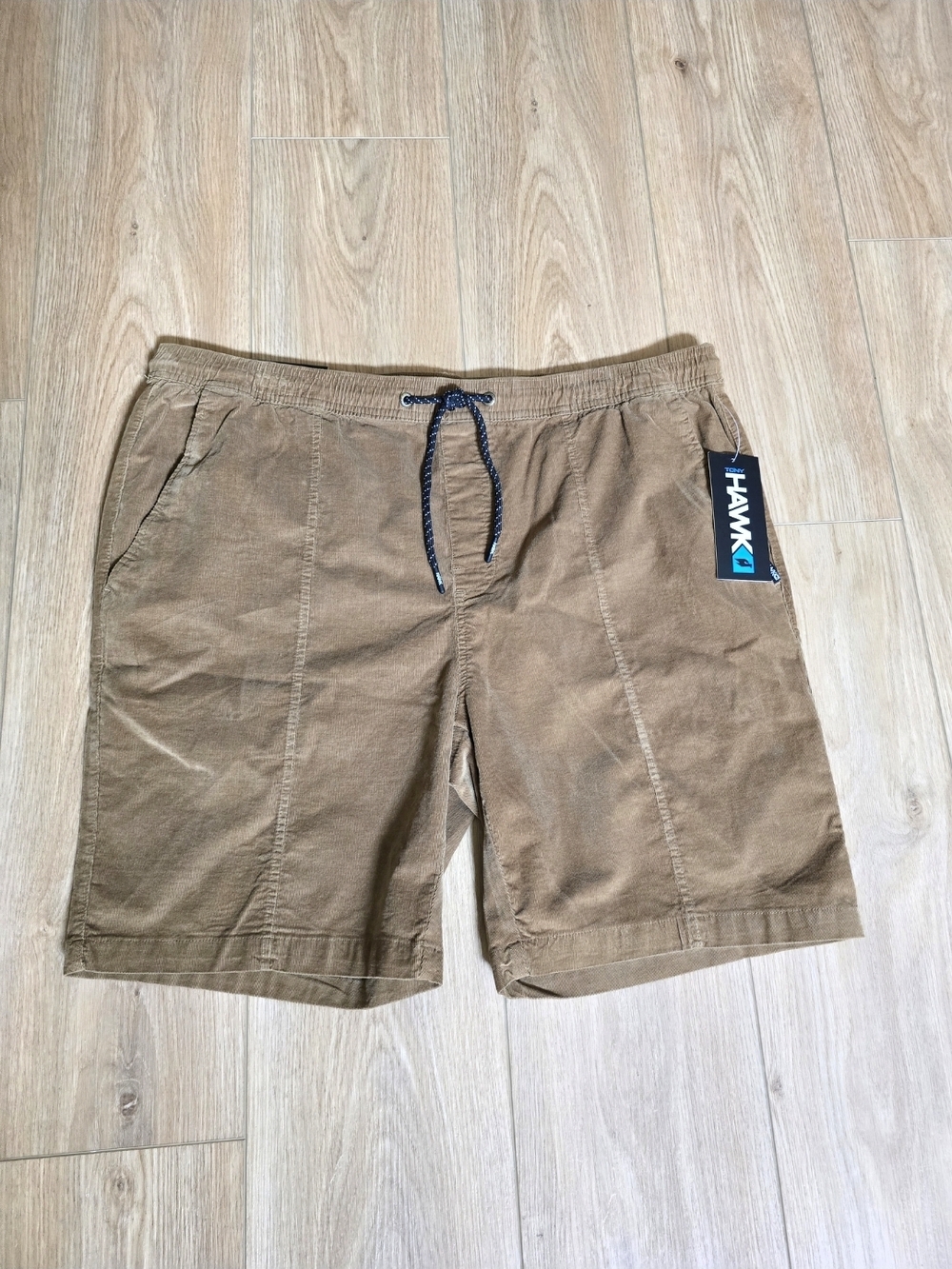 Tony Hawk Men’s Corduroy Pale Brown Drawstring Shorts XL NWT